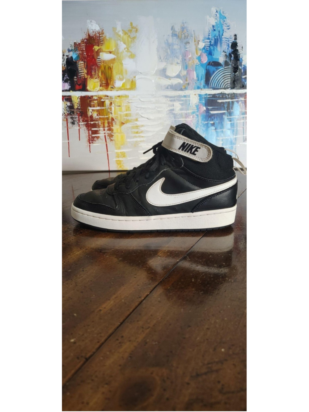 Nike Court Borough Mid 2 Shoes Youth Size 7Y Black White Mid Top Sneakers